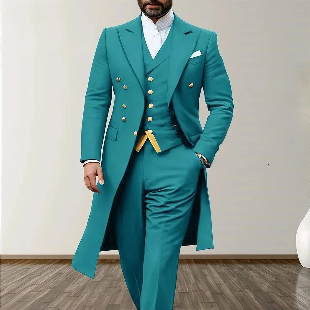 Men’s 3-Piece Royal Longline Suit (Blazer, Vest & Pants)