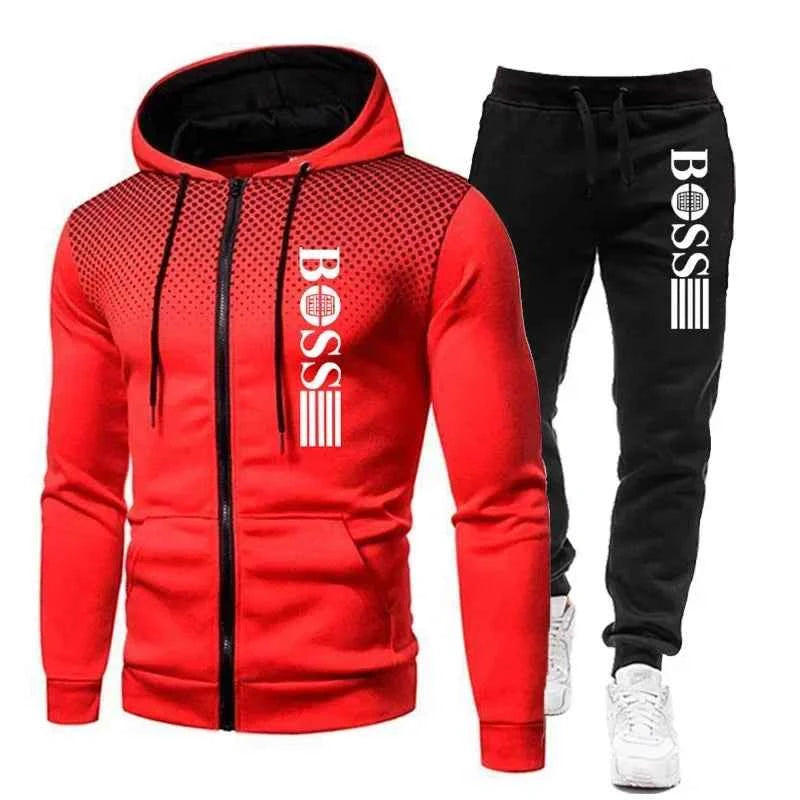 Men’s Zippered Hoodie & Casual Pants Set – Autumn/Winter Fitness & Street Style