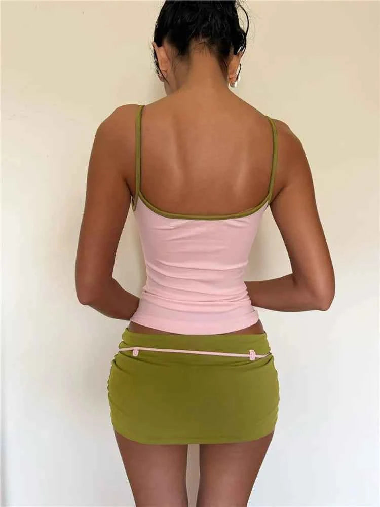 Festival Fringe Colorblock Skirt Set