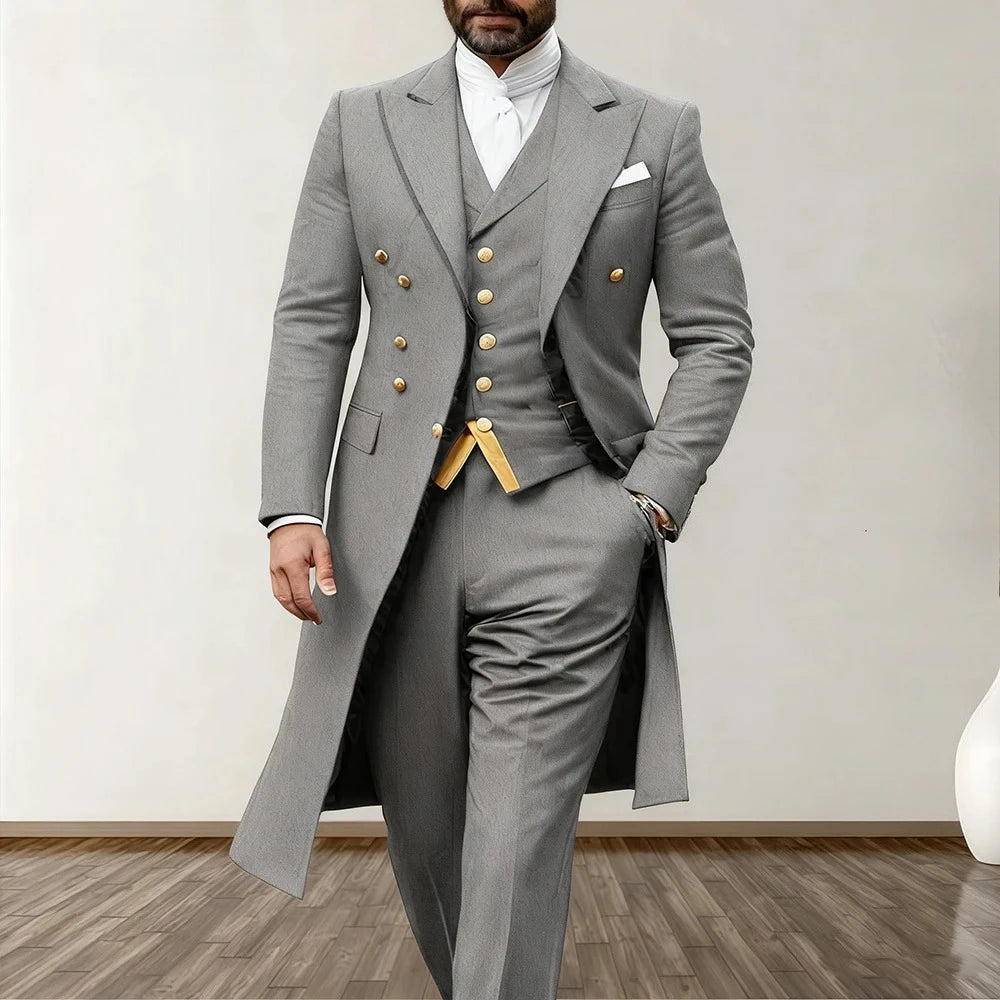 Men’s 3-Piece Royal Longline Suit (Blazer, Vest & Pants)
