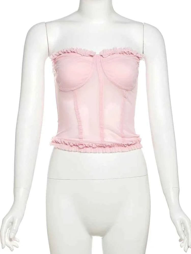 Strapless Corset-Style Lace Top (Women’s Backless Structured Tank)