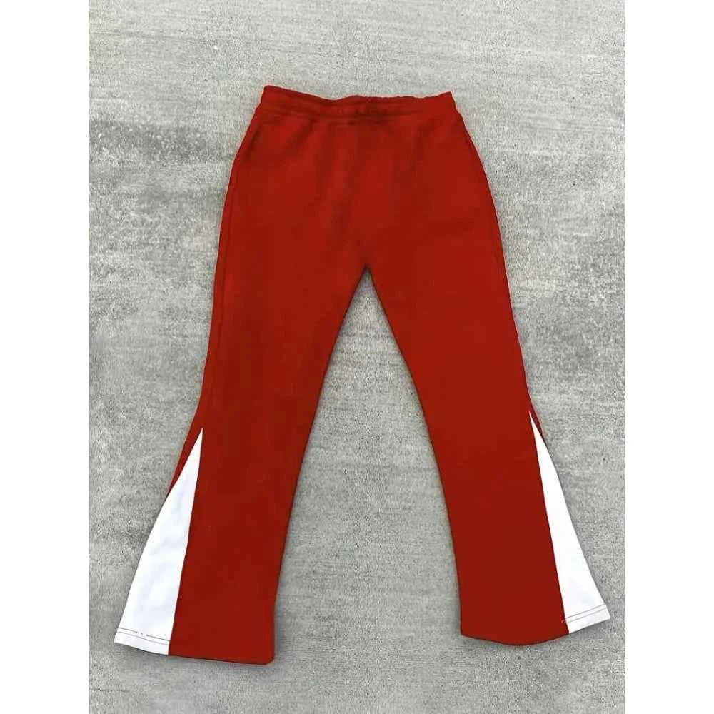 Men's Cross Print Color Block Flare Sweatpants