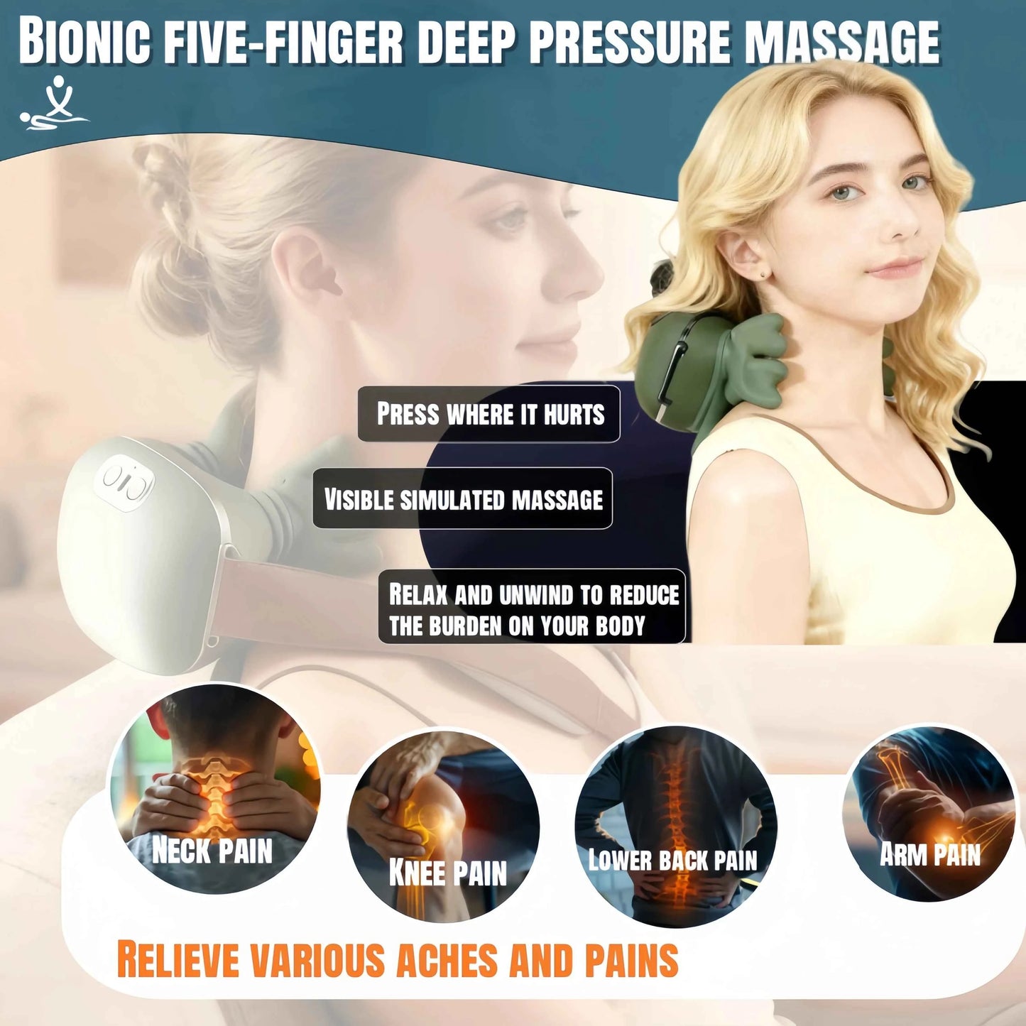 Neck Massager 2026 Electric Shoulder & Cervical Massage Deep Tissue Body Massager Almost Real Person Massager