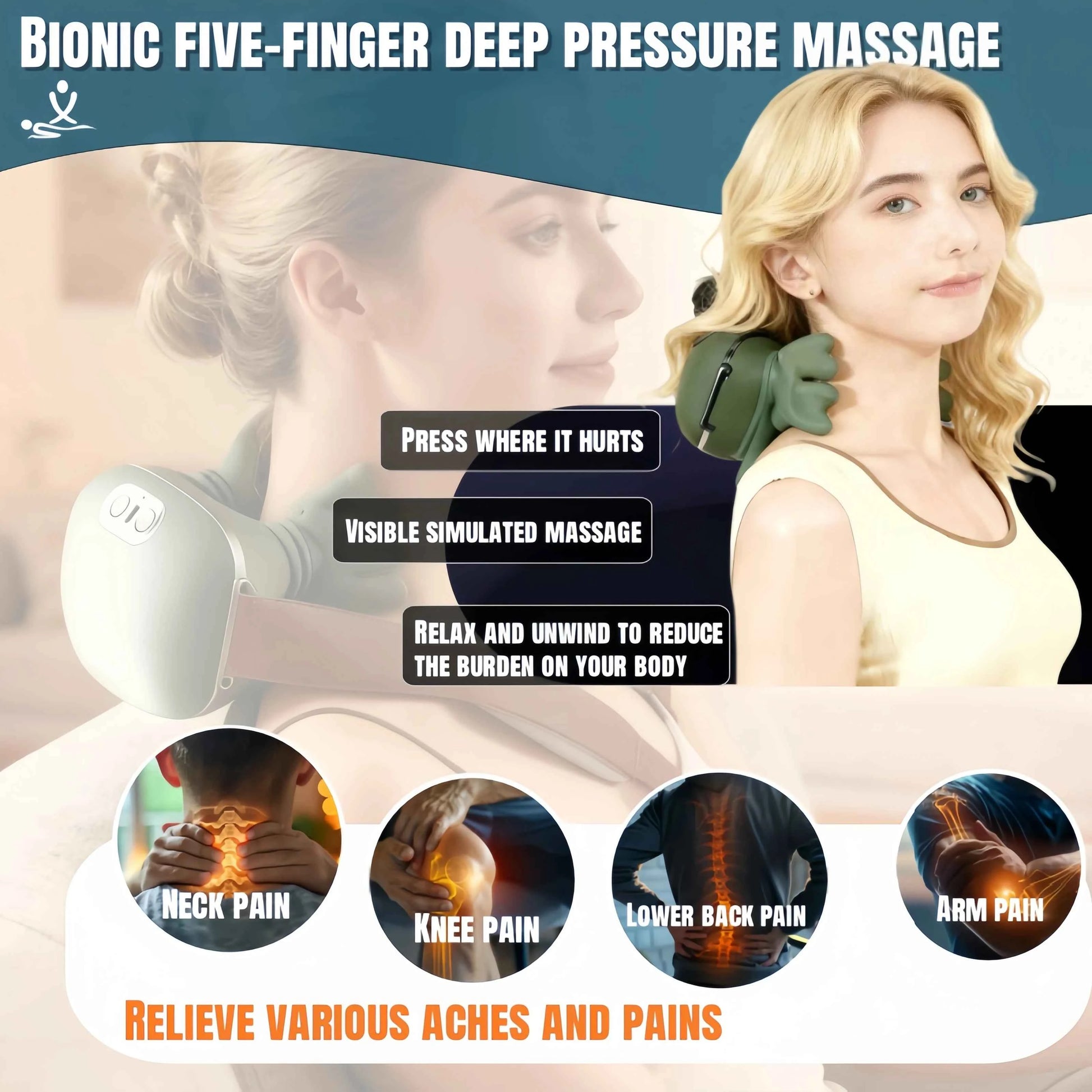 Neck Massager 2026 Electric Shoulder & Cervical Massage Deep Tissue Body Massager Almost Real Person Massager