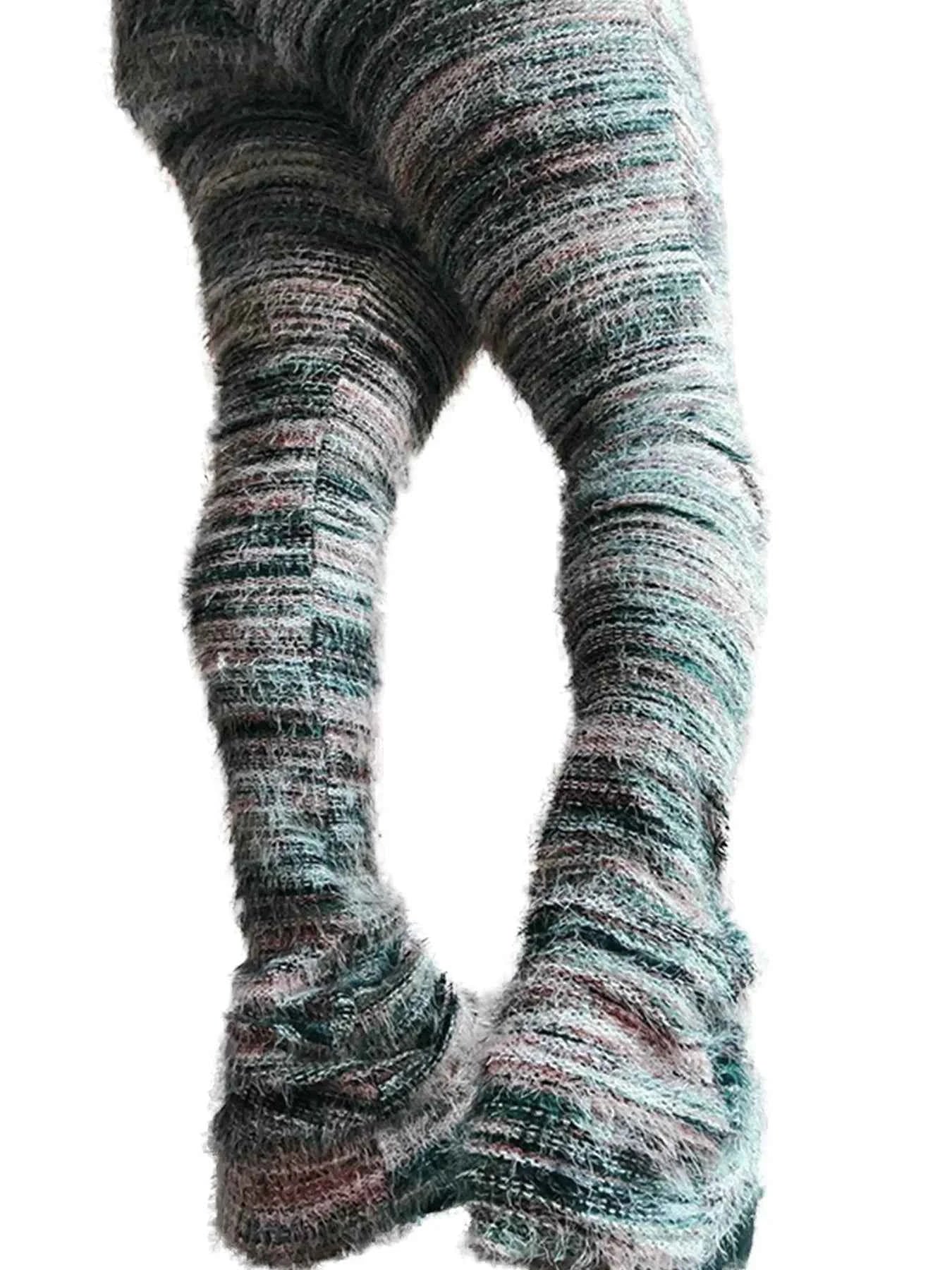 DCDG Plush Flare Leggings (Women’s Patchwork Stripe Stretch Leggings)
