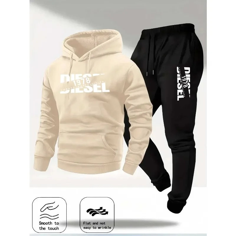 TrendPop DCDG Conjunto urbano
Conjunto deportivo con capucha para hombre – Sudadera con estampado casual y pantalones, ropa urbana de otoño/invierno