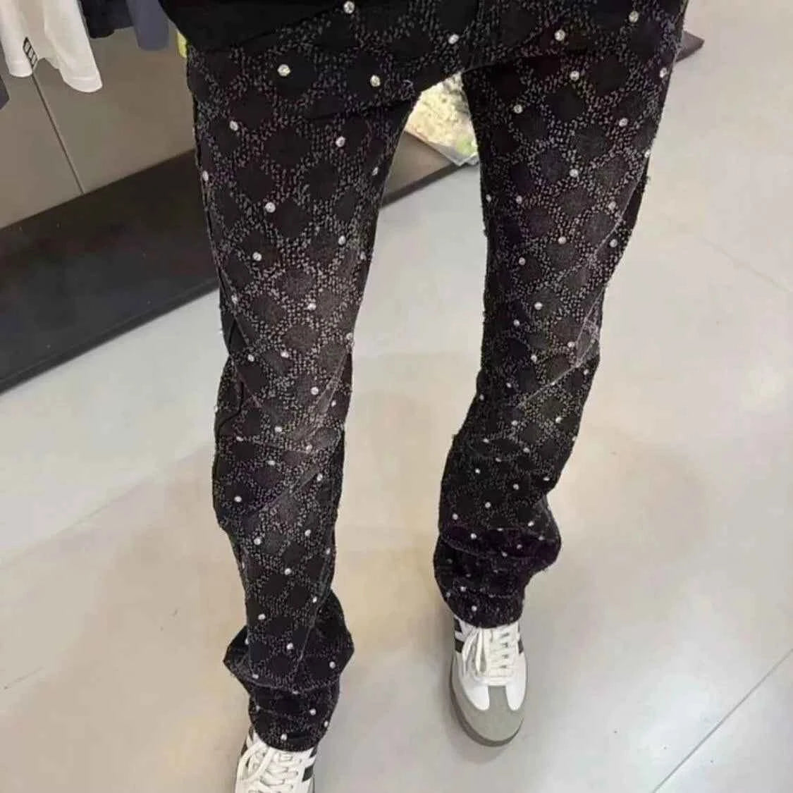 Men’s Printed Stretch Denim Jeans – Tapered Street Fit