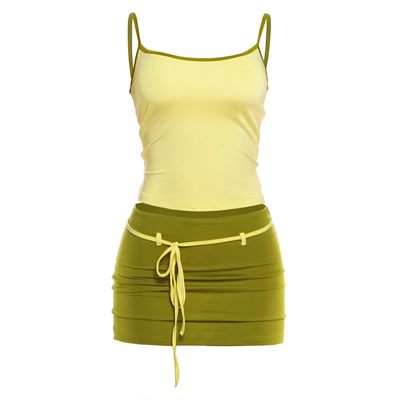 Festival Fringe Colorblock Skirt Set
