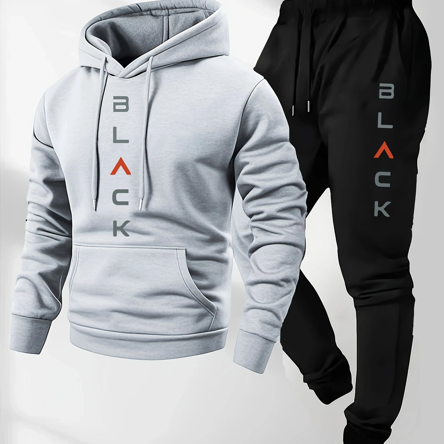 Conjunto deportivo con capucha y estampado de letras para hombre