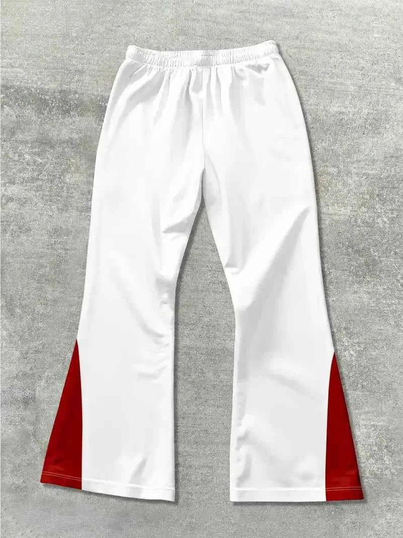 Men's Mixed Print Color Block Flare Sweatpants