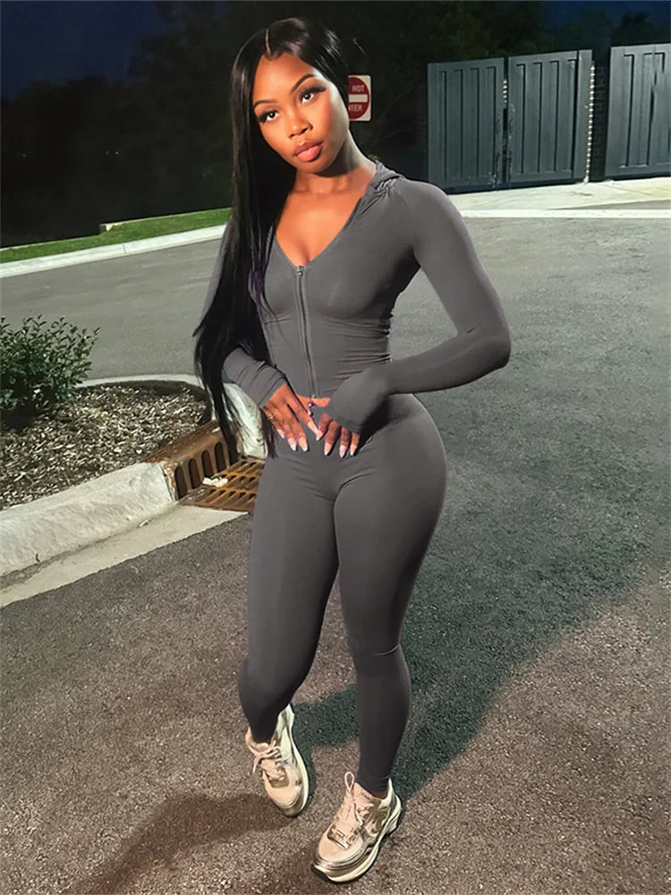 🔥 Conjunto de Sudadera Corta con Capucha y Leggings SculptFit