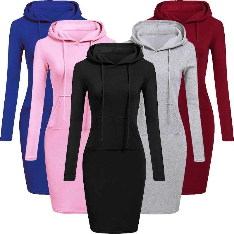 TrendPop Cozy Hooded Dress
Women’s Hooded Pullover Dress – Casual Loose-Fit Hoodie Dress, Autumn/Winter