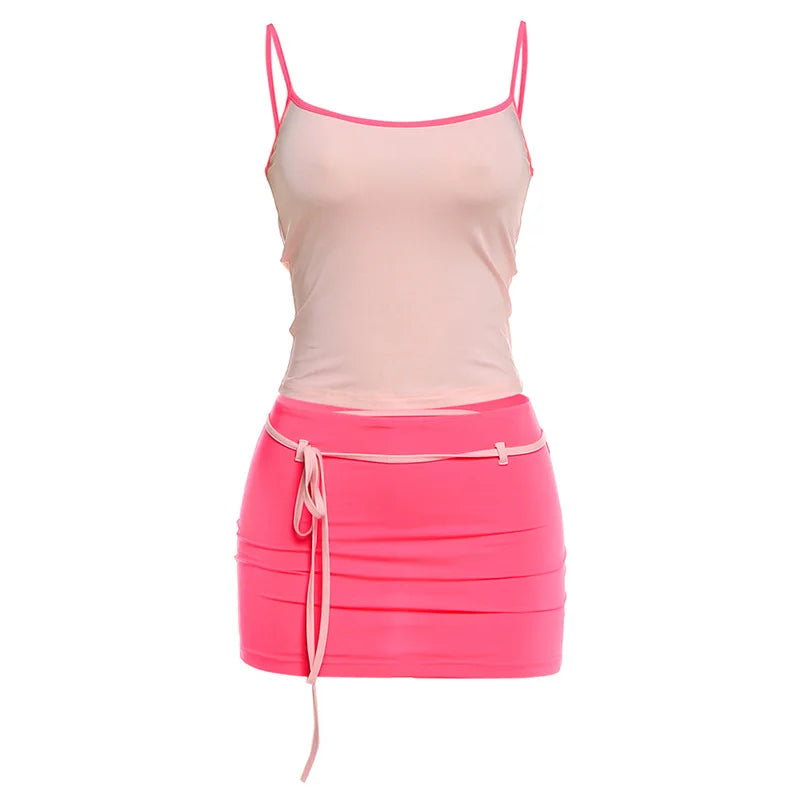 Festival Fringe Colorblock Skirt Set