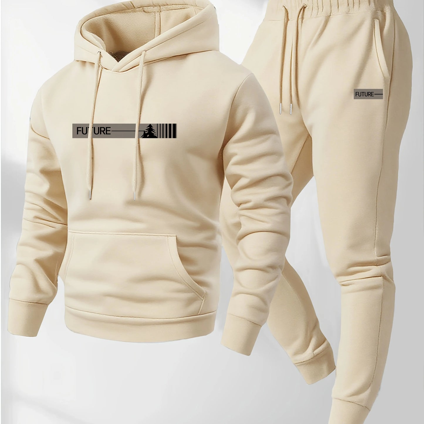 Conjunto deportivo de sudadera con capucha de forro polar para hombre