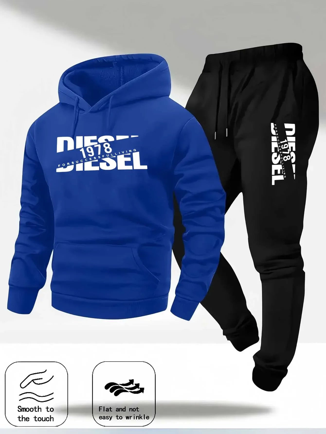 TrendPop DCDG Conjunto urbano
Conjunto deportivo con capucha para hombre – Sudadera con estampado casual y pantalones, ropa urbana de otoño/invierno