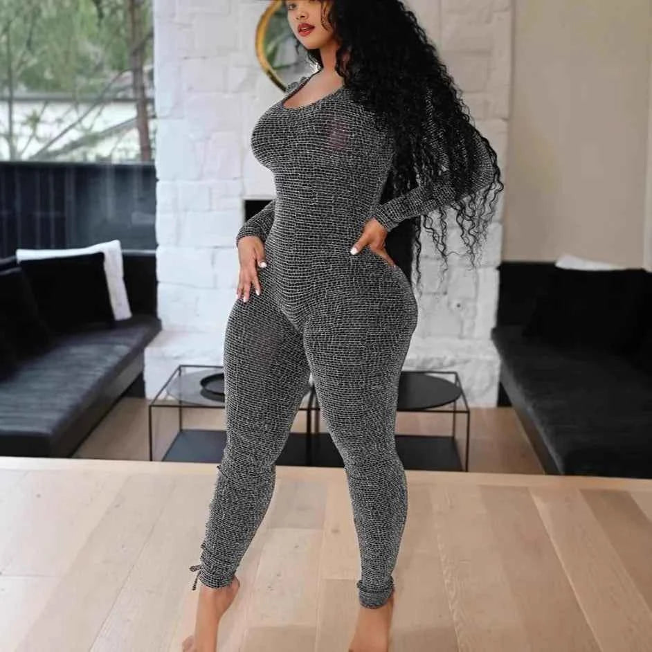 Sexy **Luxe Lace Up Leather Hollow Jumpsuits **