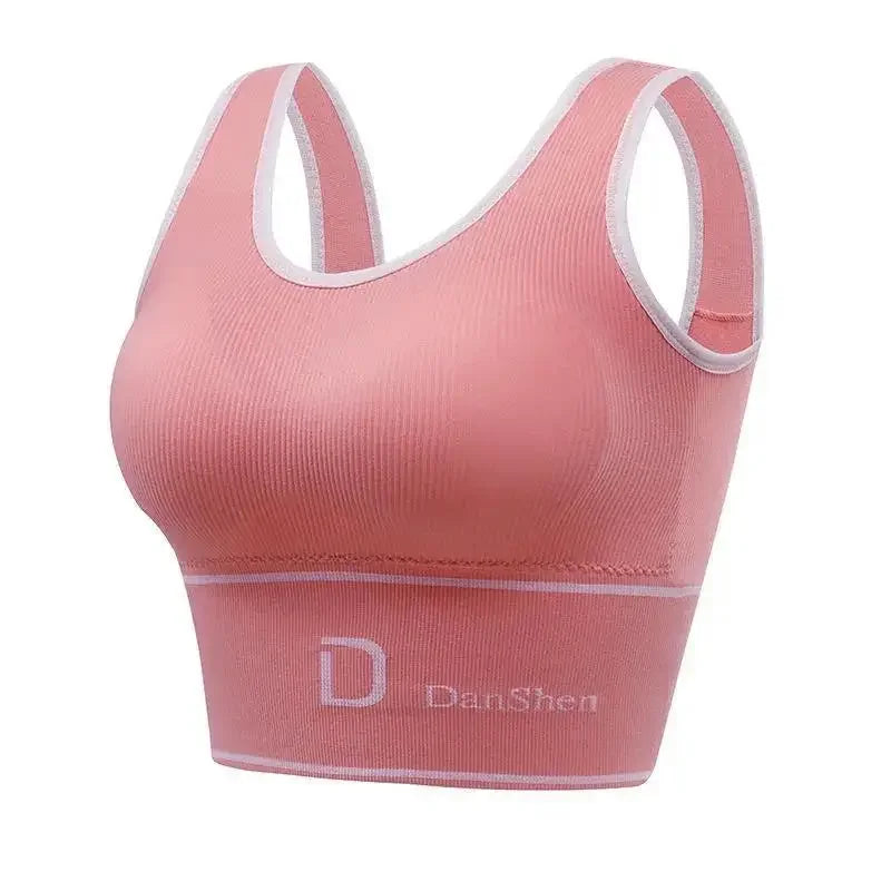 Chaleco deportivo a prueba de golpes para mujer | Top tubo fruncido sin aros con espalda en U