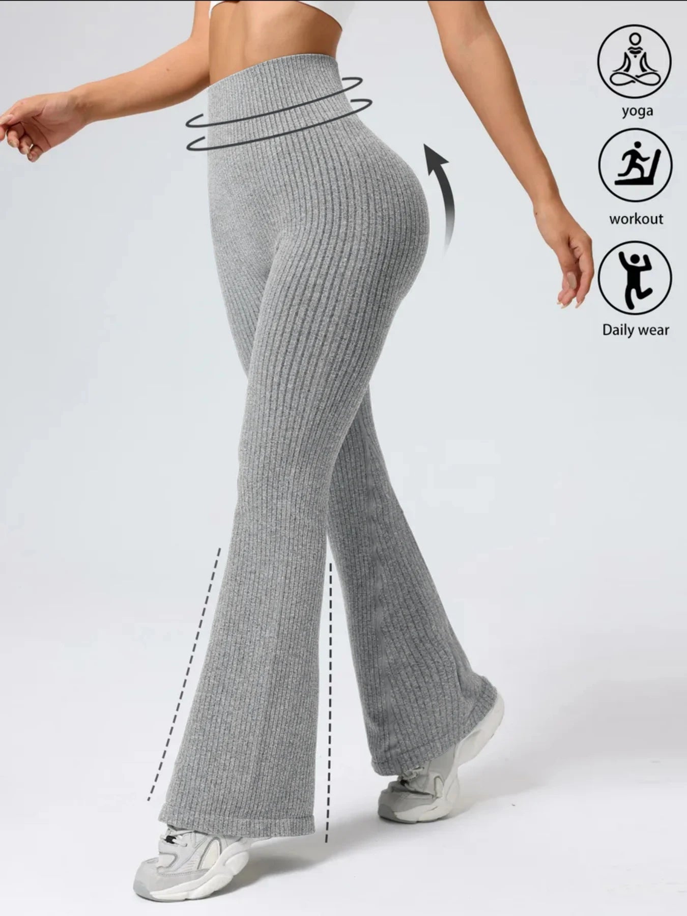 Leggings acampanados de tiro alto para mujer, levanta glúteos