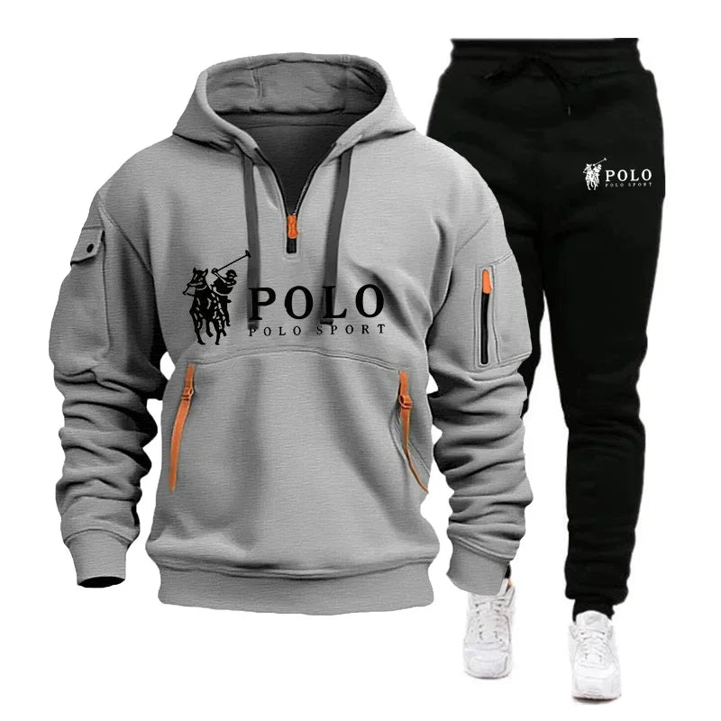 Men’s Casual Hoodie & Pants Set – Outdoor Hiking & Warm Autumn/Winter Wear