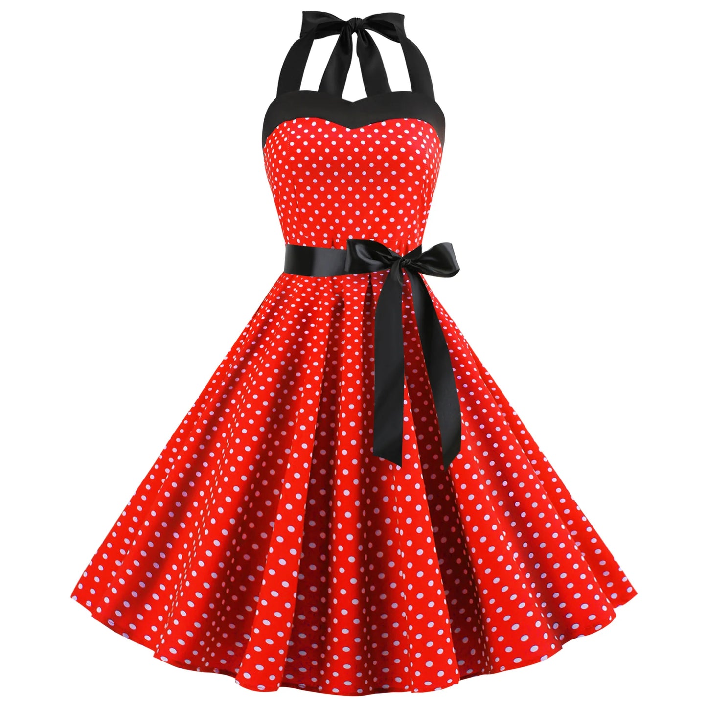 Vestido acampanado vintage de lunares