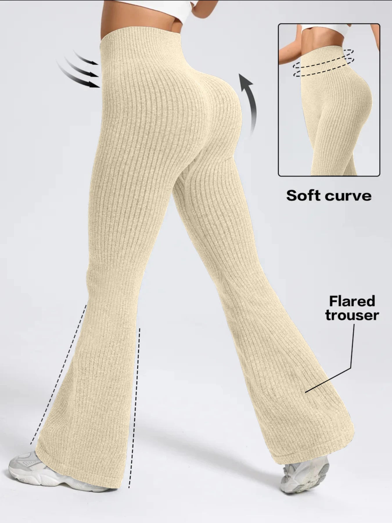Leggings acampanados de tiro alto para mujer, levanta glúteos
