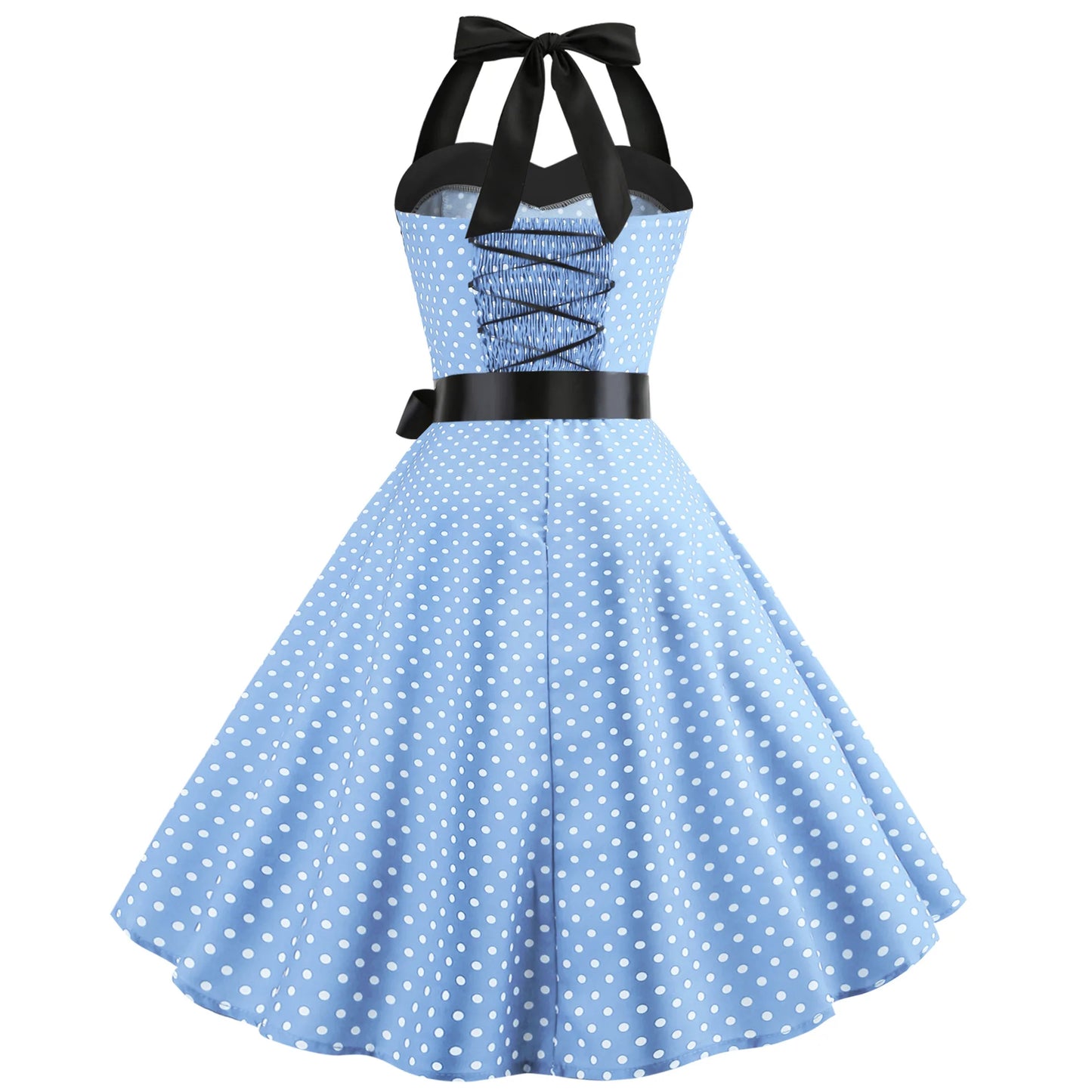 Vestido acampanado vintage de lunares