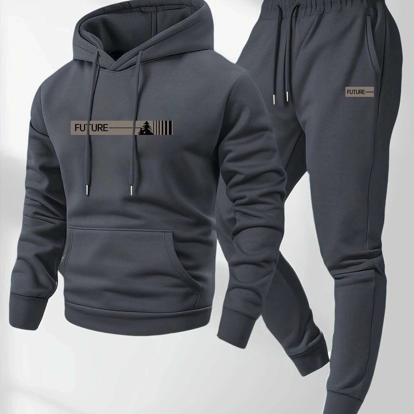 Conjunto deportivo de sudadera con capucha de forro polar para hombre