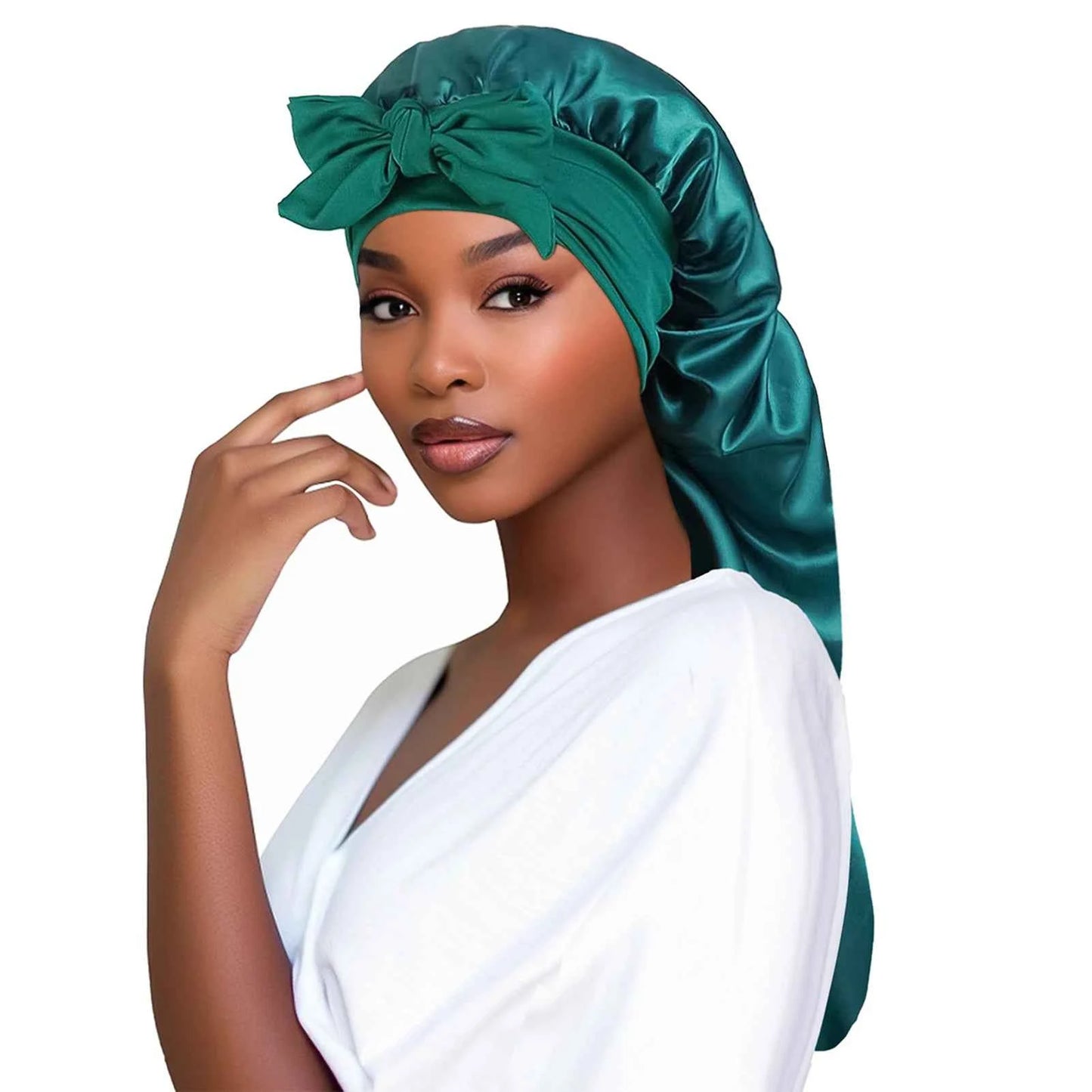 Women’s Bowknot Long Tail Braid Nightcap – Personalized Warmth Sleep Cap & Gift Idea