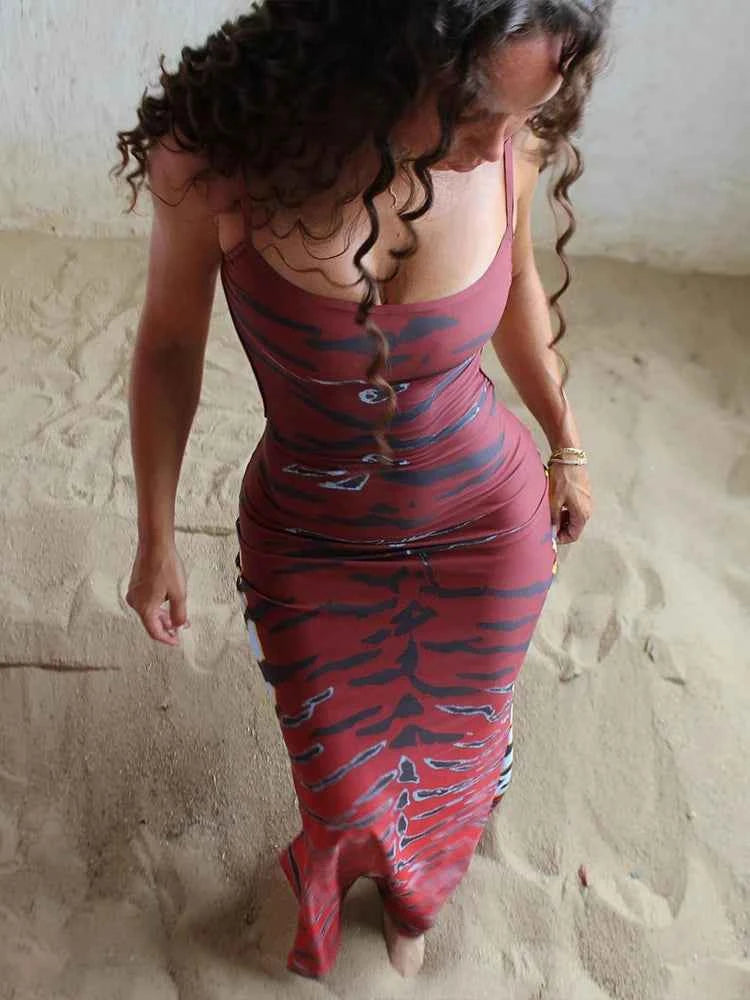 Leopard Backless Curve Maxi Dress