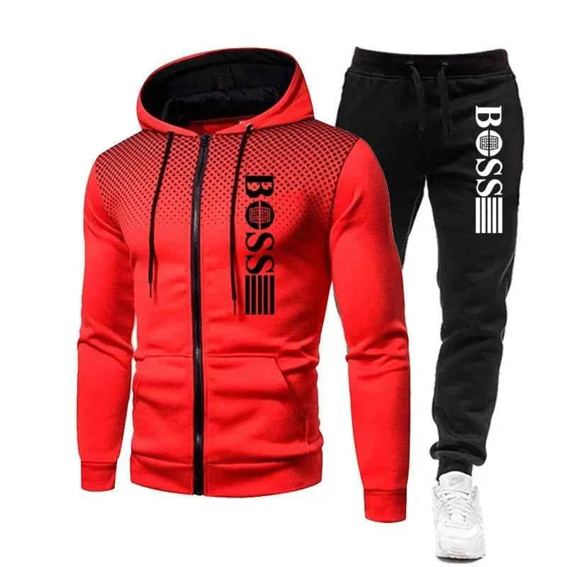 Men’s Zippered Hoodie & Casual Pants Set – Autumn/Winter Fitness & Street Style