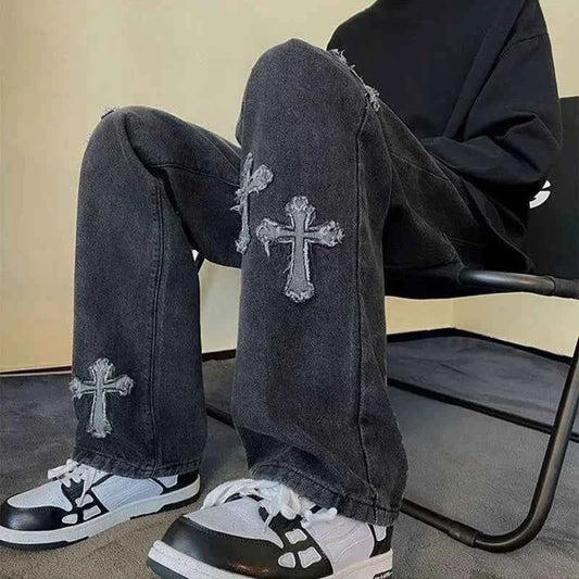 DCDG Cross Patch Straight Leg Jeans (Men’s Y2K Streetwear Denim)