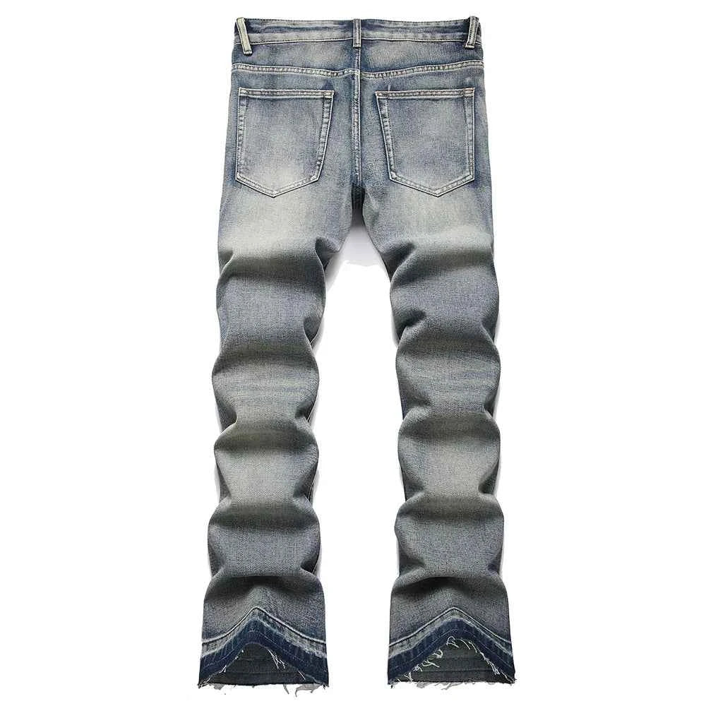 Men’s Patchwork Flare Jeans – Street Bootcut Denim