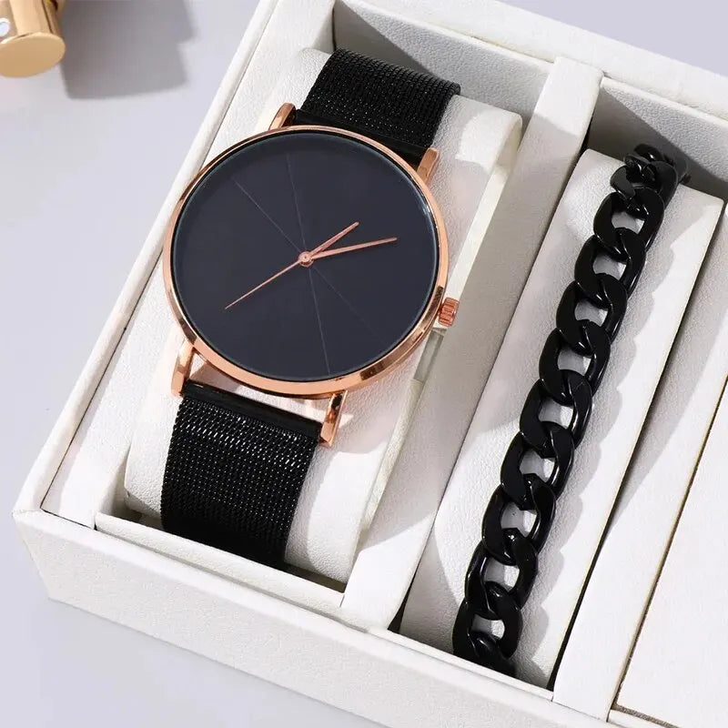 Reloj de Pulsera de Cuarzo para Hombre | Reloj de Negocios con Brazalete de Malla Plateada
