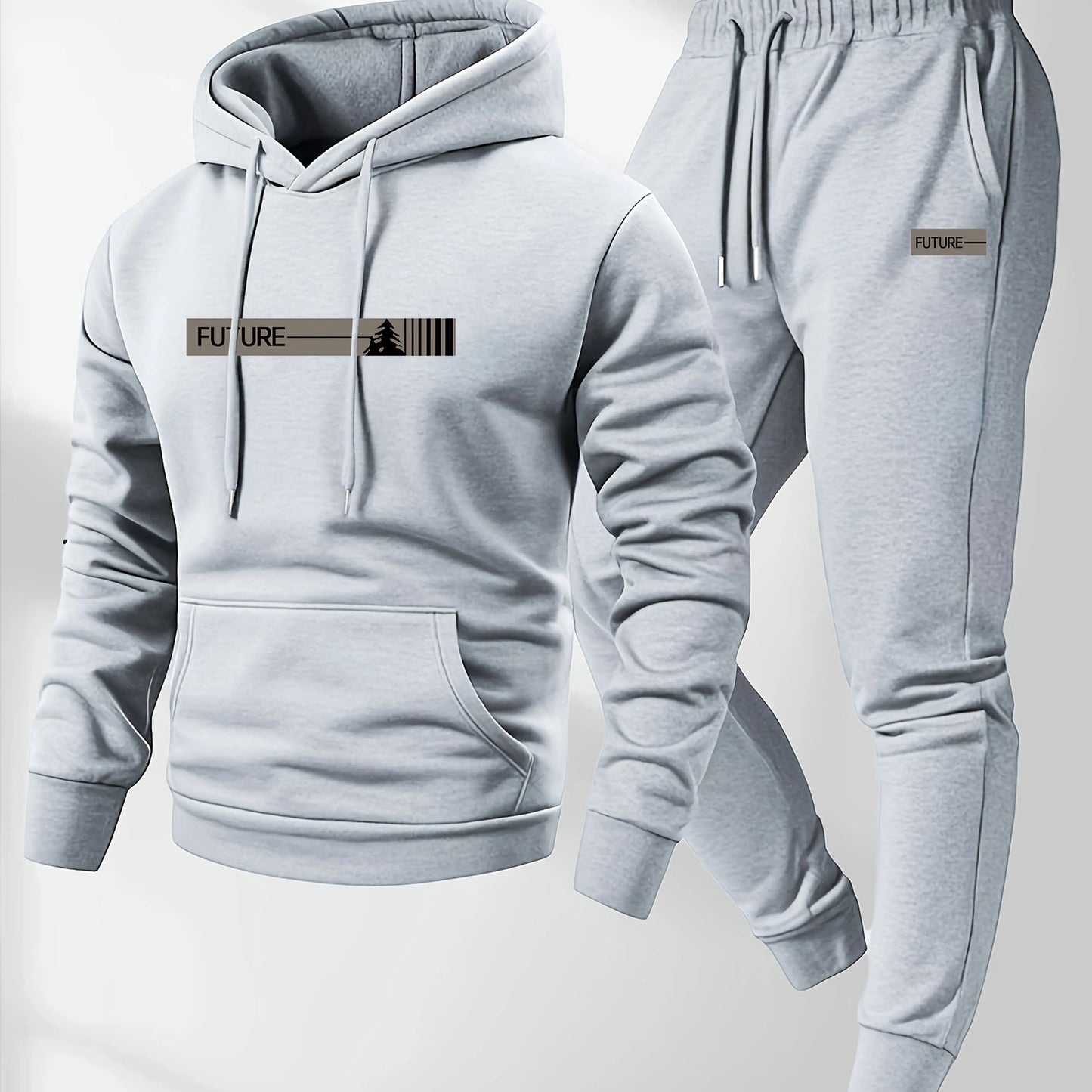 Conjunto deportivo de sudadera con capucha de forro polar para hombre