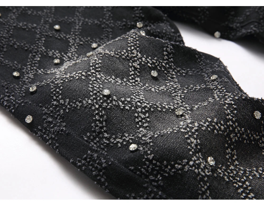 Men's Crystal Rhinestone Flare Leg Denim Jeans