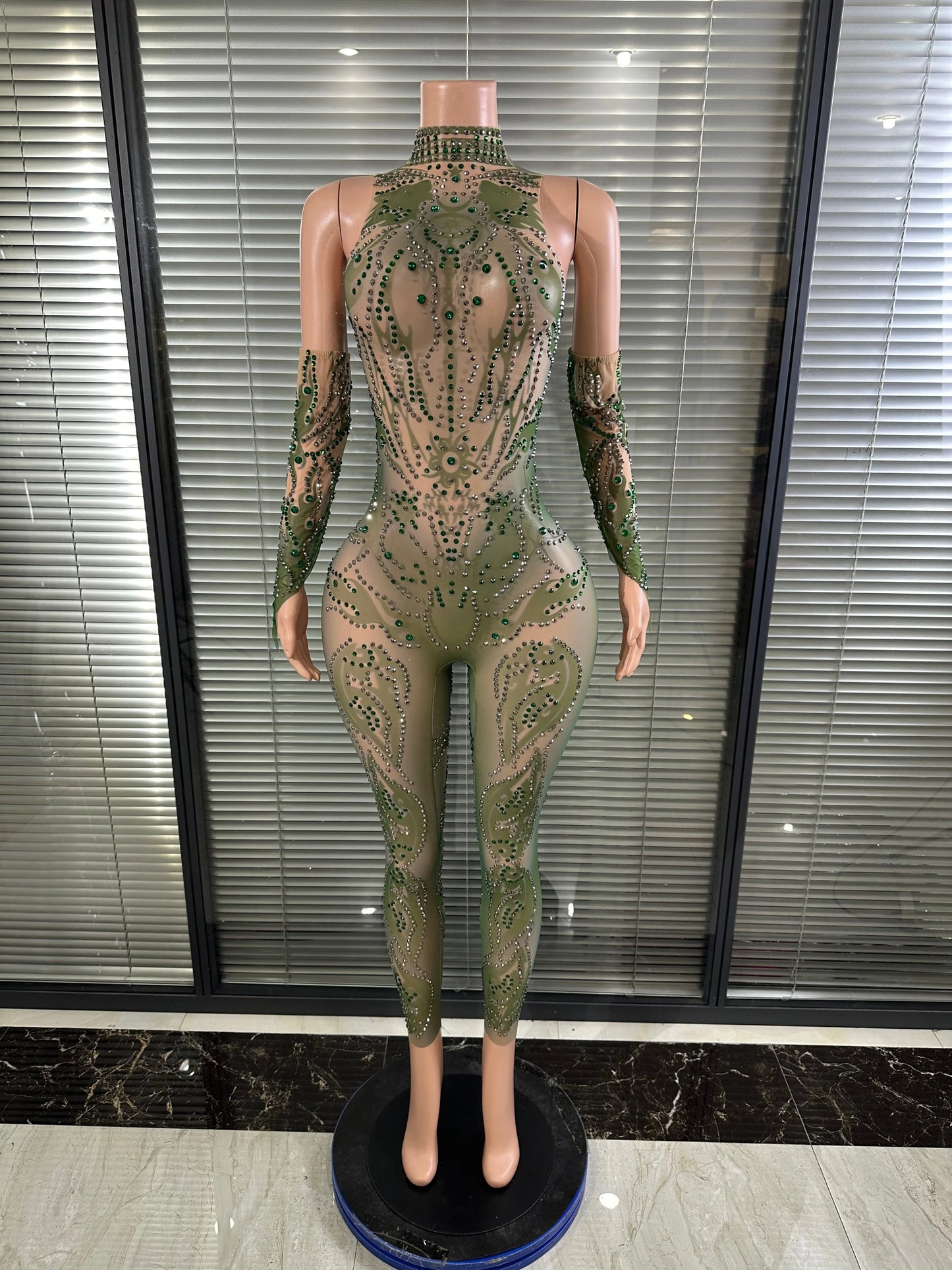Diamond Noir Sheer Mesh Jumpsuit