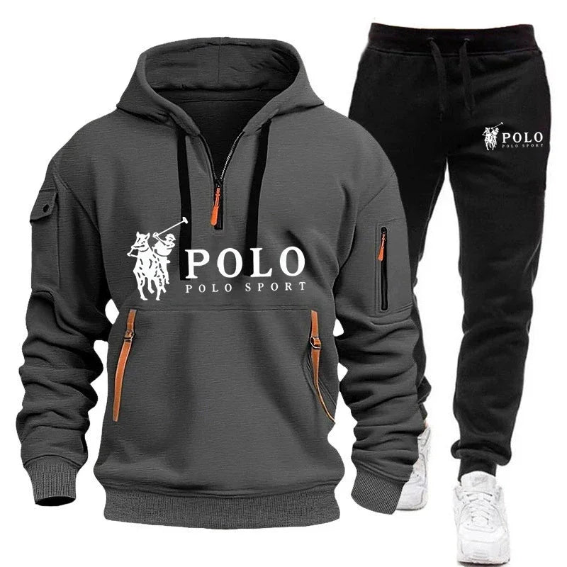 Men’s Casual Hoodie & Pants Set – Outdoor Hiking & Warm Autumn/Winter Wear