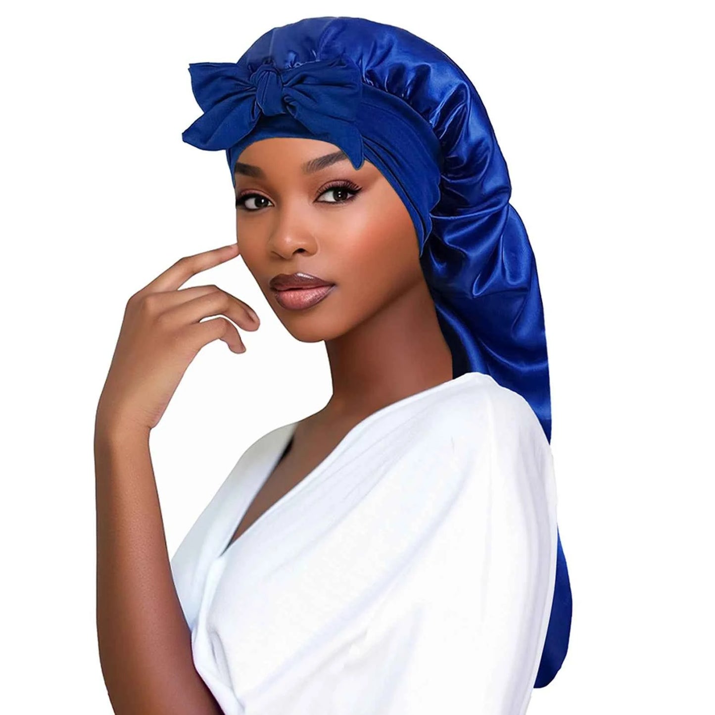 Women’s Bowknot Long Tail Braid Nightcap – Personalized Warmth Sleep Cap & Gift Idea
