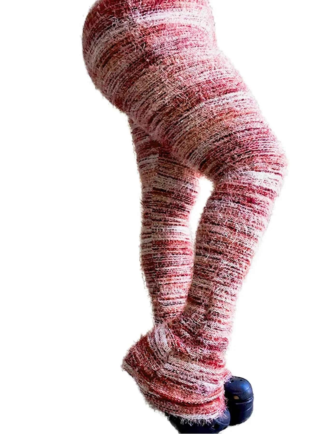 DCDG Plush Flare Leggings (Women’s Patchwork Stripe Stretch Leggings)