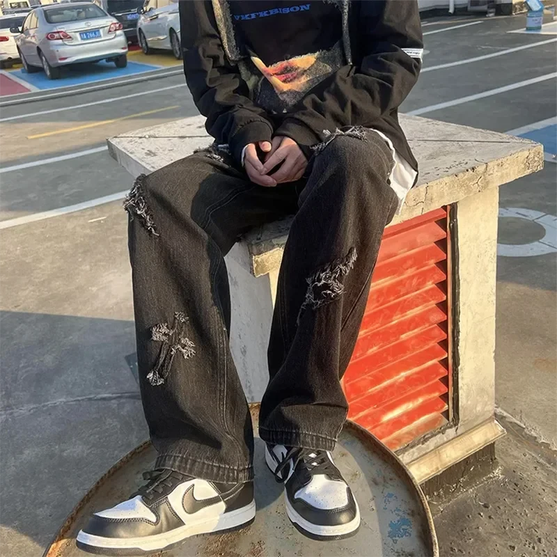 DCDG Cross Patch Straight Leg Jeans (Men’s Y2K Streetwear Denim)