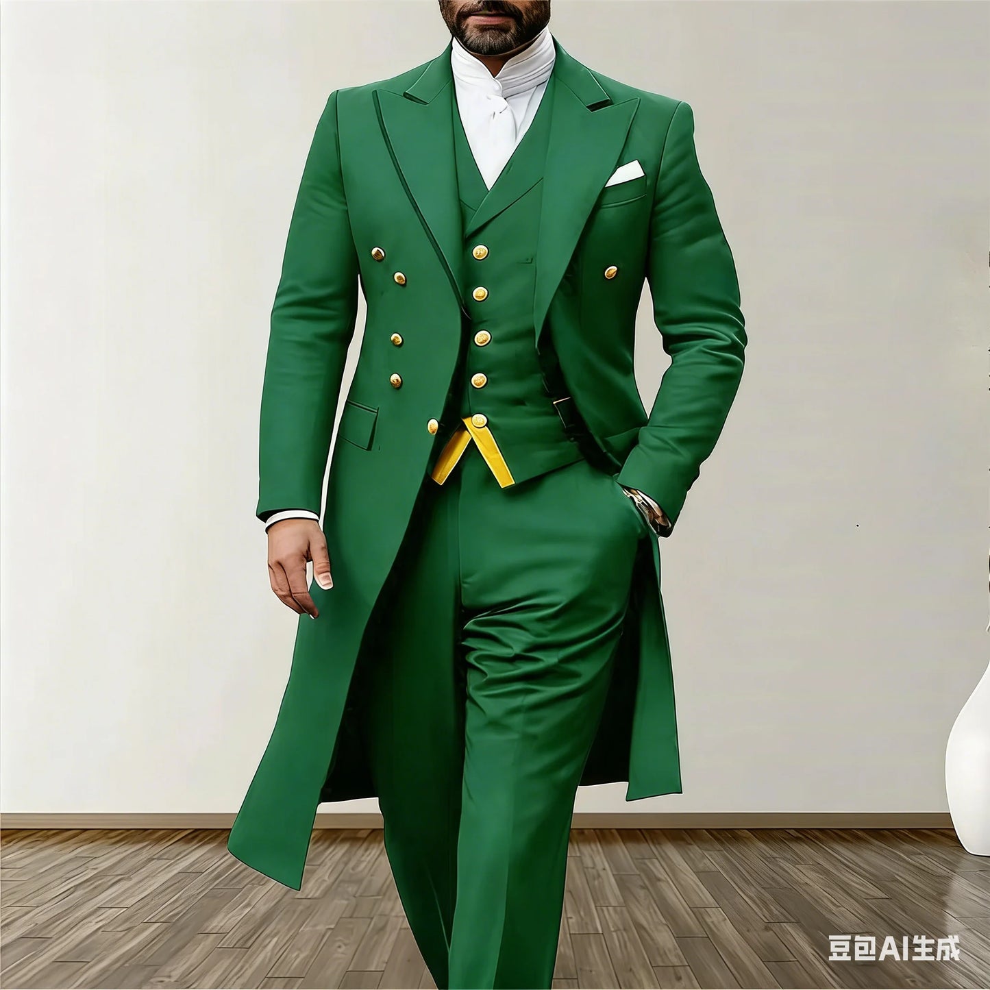 Men’s 3-Piece Royal Longline Suit (Blazer, Vest & Pants)