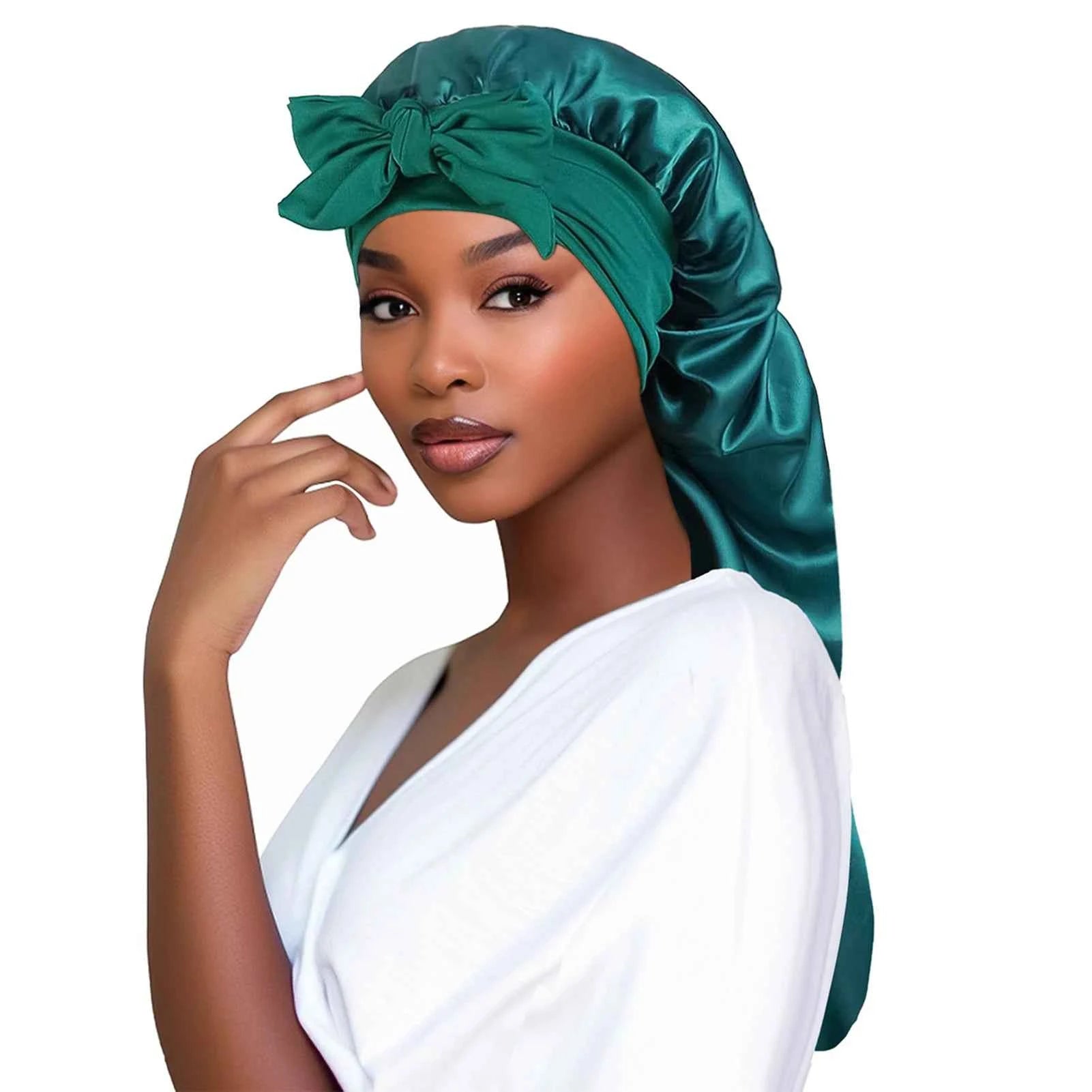 Women’s Bowknot Long Tail Braid Nightcap – Personalized Warmth Sleep Cap & Gift Idea