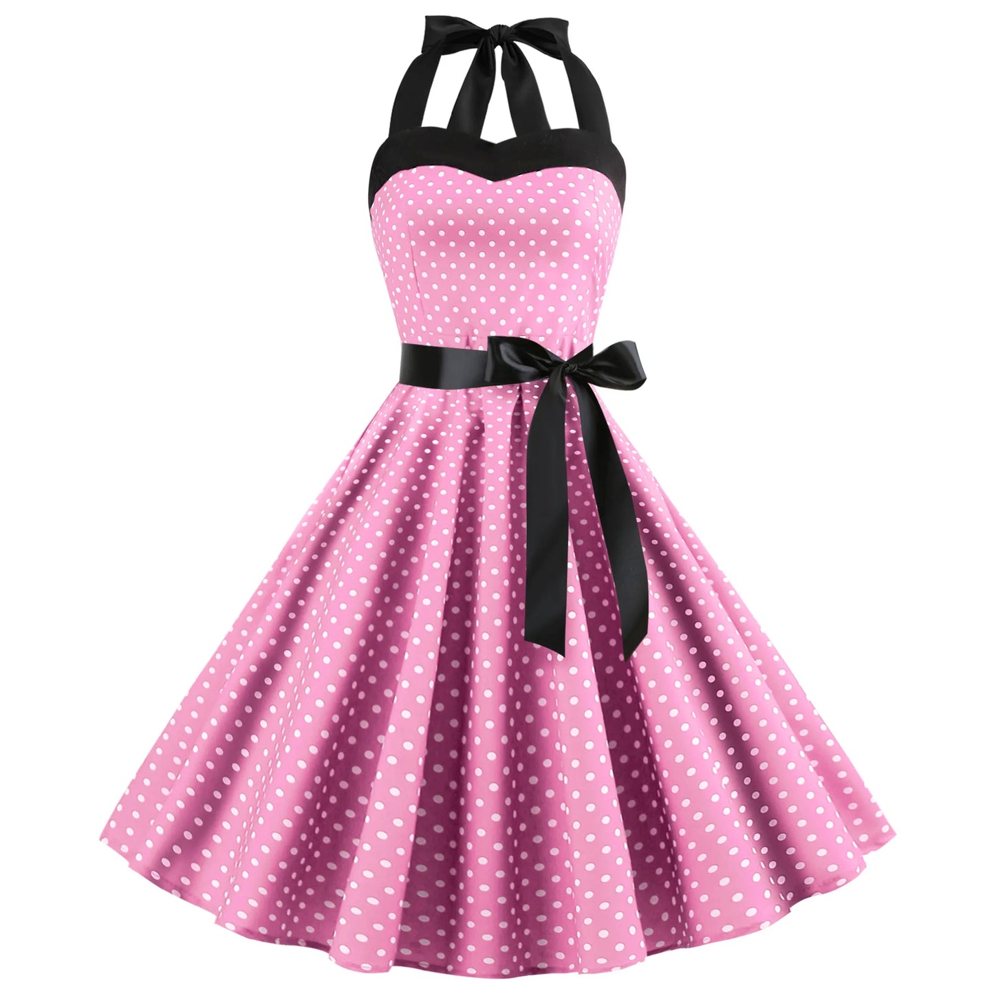 Vestido acampanado vintage de lunares