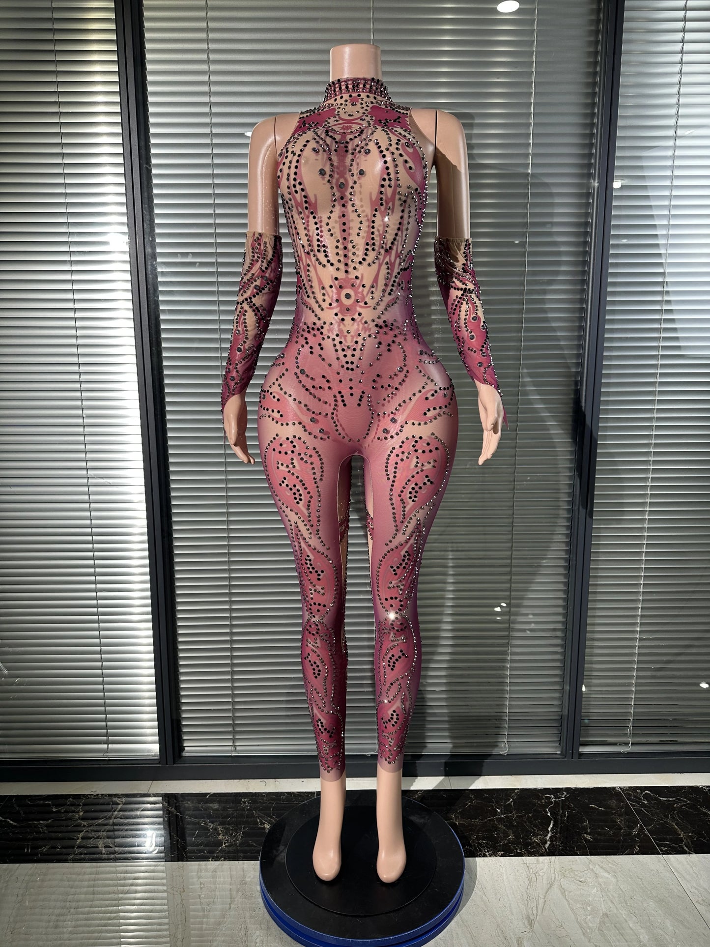 Diamond Noir Sheer Mesh Jumpsuit