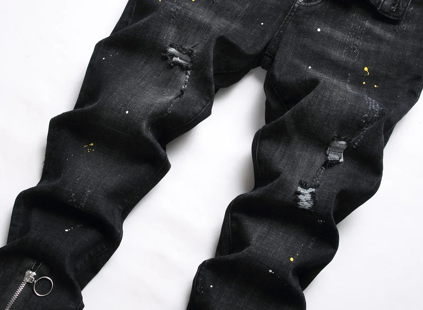 Pantalones vaqueros rotos negros para hombre, estilo italiano de calle, agujeros, pantalones de mezclilla de alta calidad para hombre, corte ajustado, talla 38