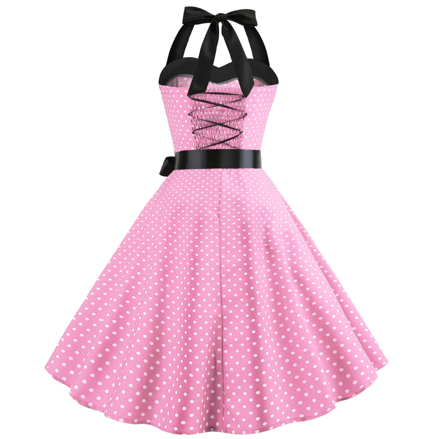 Vestido acampanado vintage de lunares