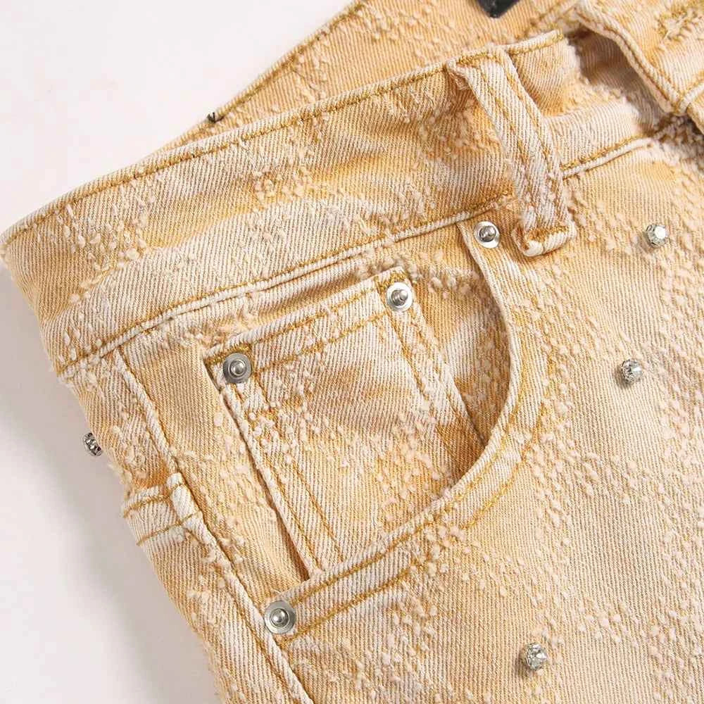 Men's Rhinestone Flare Leg Denim Jeans