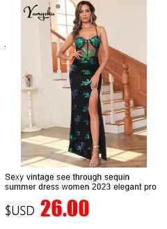 Sexy see through sequin summer dress women luxury mesh maxi birthday party dress elegant prom long evening dresses vestidos