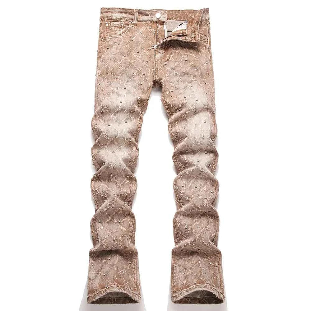 Men's Rhinestone Flare Leg Denim Jeans