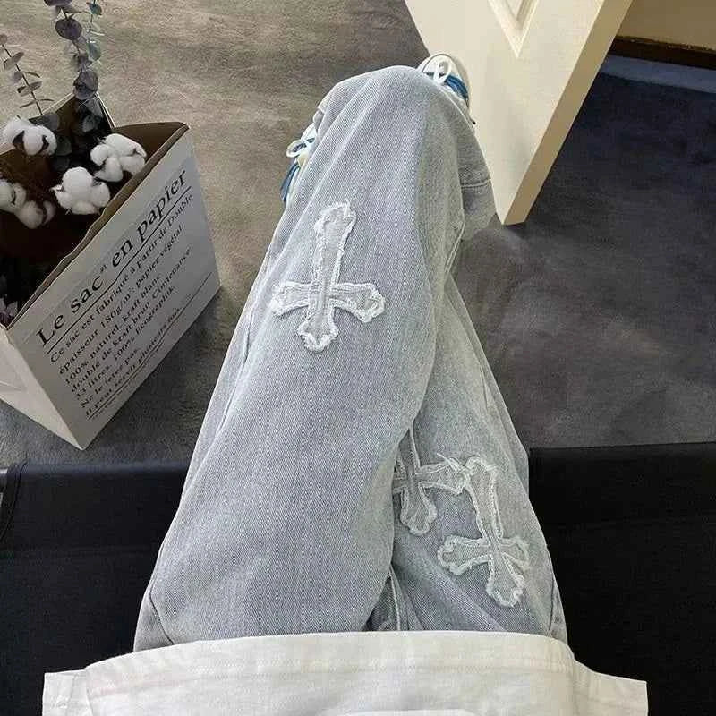 DCDG Cross Patch Straight Leg Jeans (Men’s Y2K Streetwear Denim)
